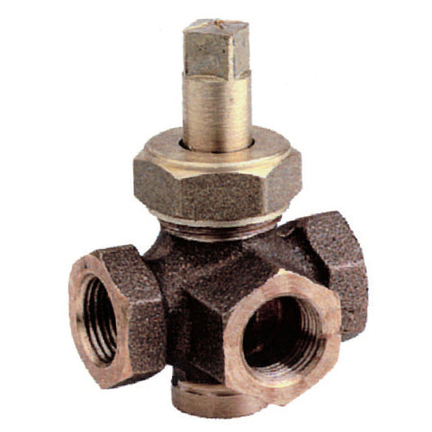 Bronze Plug Cock with Gland - 3 Way