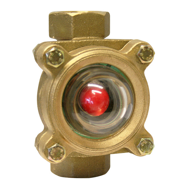 Bronze Flow Indicator Sight Glass - Polycarbonate Dome - Moplen Ball