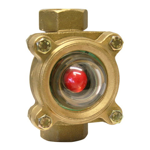 Bronze Flow Indicator Sight Glass - Polycarbonate Dome - Moplen Ball