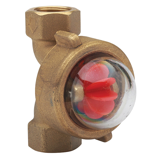 Bronze Flow Indicator with Rotor - Polycarbonate Dome