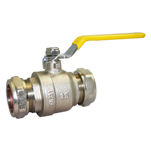 Brass Ball Valve - Compression Ends - BSI Gas Approved