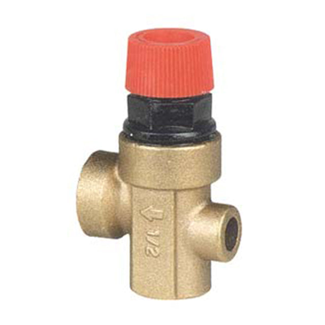 Brass Safety Valve for Heating Systems - Screwed BSPP - with Gauge Port