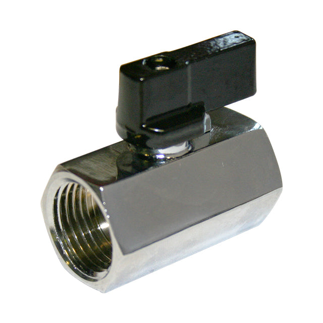 Brass Mini Ball Valve - Female x Female BSPP - Black Short Handle
