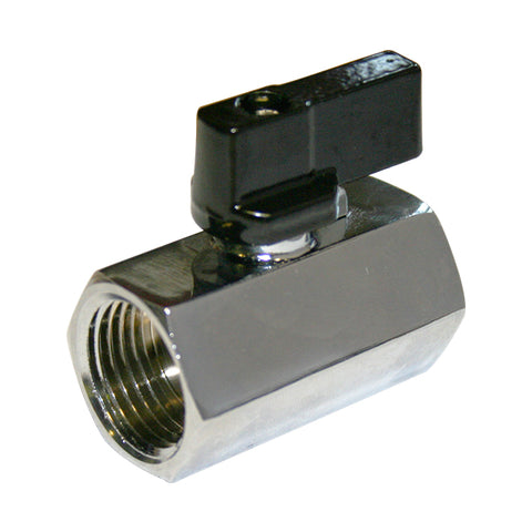 Brass Mini Ball Valve - Female x Female BSPP - Black Short Handle