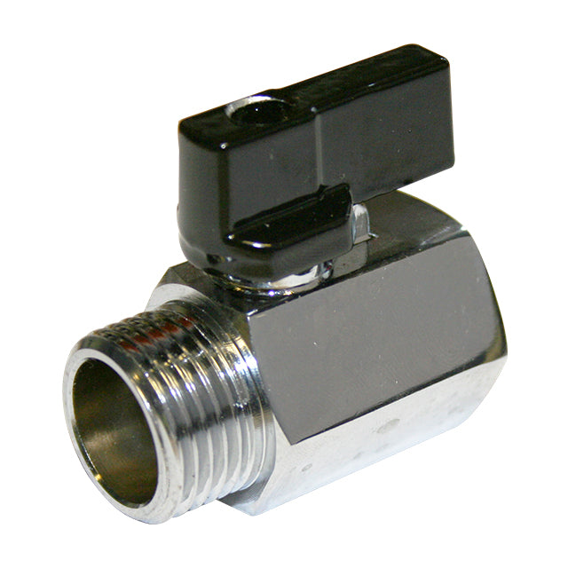 Brass Mini Ball Valve - Male x Female BSPP - Black Short Handle