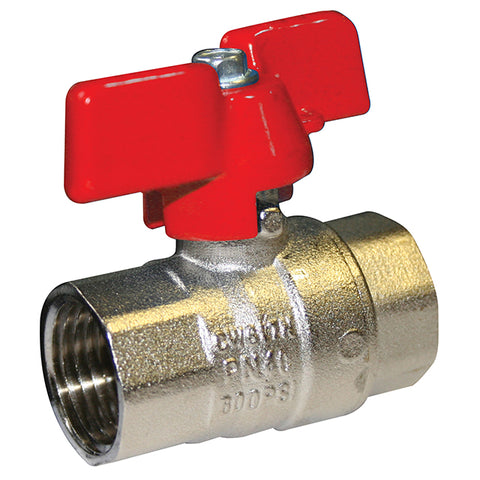 Brass Ball Valve - Standard Pattern - Red Butterfly Handle - WRAS Approved