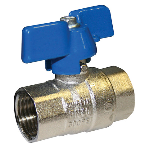 Brass Ball Valve - Standard Pattern - Blue Butterfly Handle - WRAS Approved