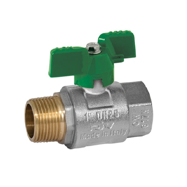 Brass Ball Valve - Heavy Pattern - Male x Female - Butterfly Handle Operated