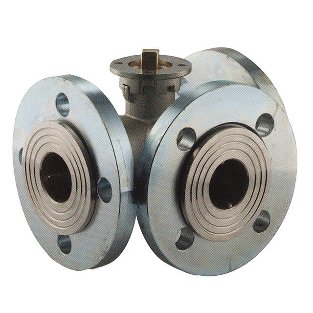 Brass Ball Valve - 3 Way - L Port - Rotating Flanges - ISO Top