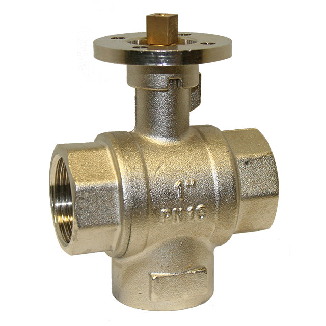 Brass Ball Valve - 3 Way - L Port Diverter - ISO Top