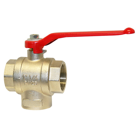 Brass Ball Valve - 3 Way - L Port Diverter - 180 Degree Operation