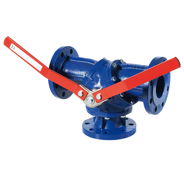 Cast Iron 3 Way Diverter Ball Valve - T Port - Flanged PN16