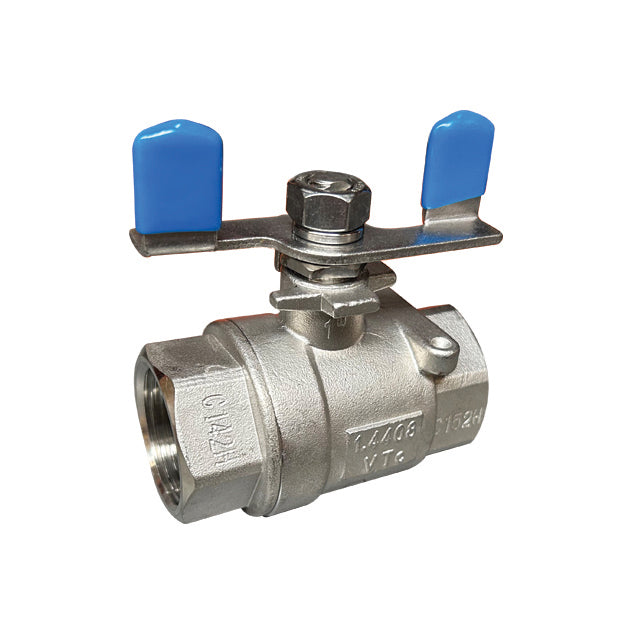Stainless Steel Ball Valve - Two Piece - Butterfly Handle Operated - WRAS Approved