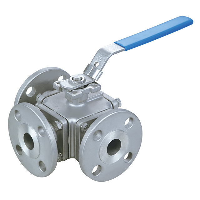 Stainless Steel 3 Way Ball Valve - PN16 - T Port - ISO Top