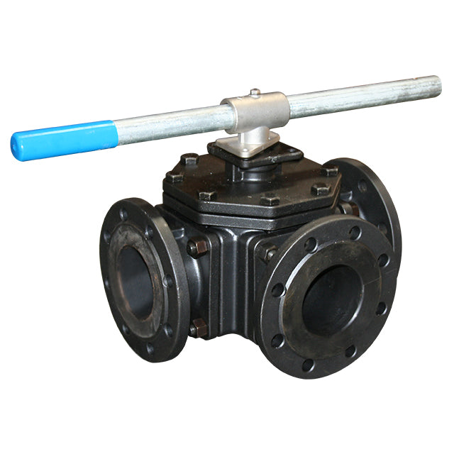 Carbon Steel 3 Way Ball Valve - T Port - ISO Top