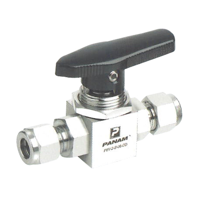 Stainless Steel Ball Valve - Compression Ends - Panel Mount - Metric