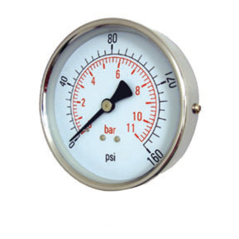 Stainless Steel Pressure Gauge - 63mm Dial - 1/4" Back Entry