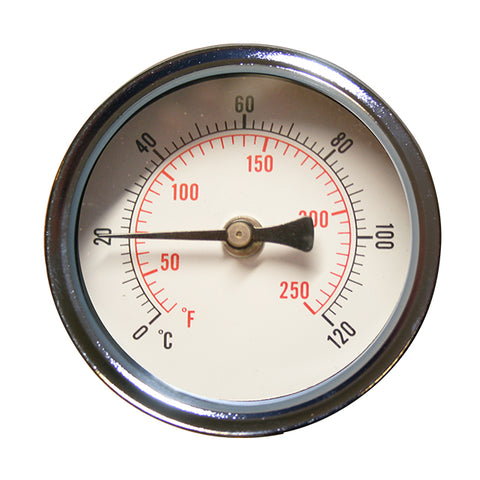 Temperature Gauge - 100mm Dial - 1/2" Centre Back Entry - 50mm Pocket
