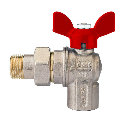 Brass Angle Pattern Ball Valve - Male Union End